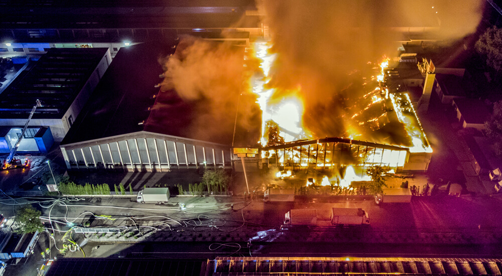 Commercial building on fire